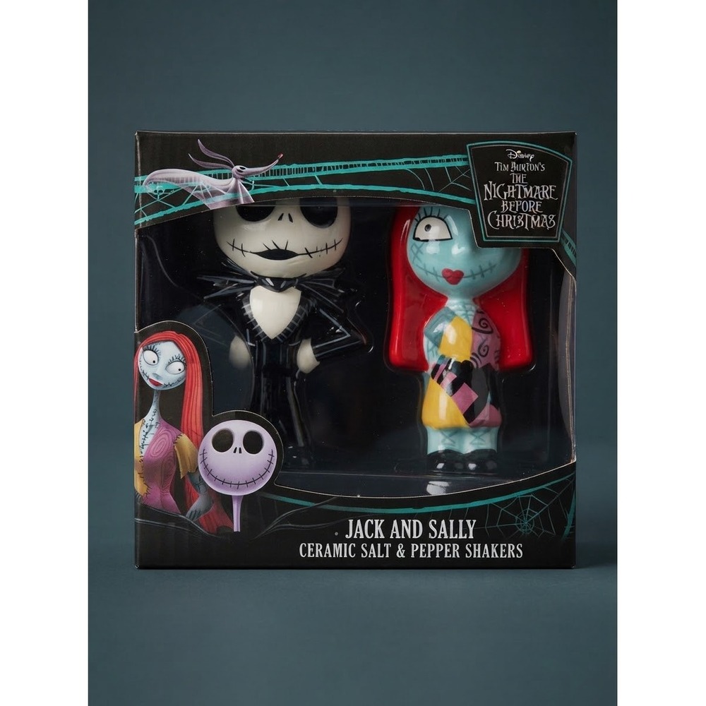 Disney Nightmare Before Christmas Jack and Sally Ceramic Salt and Pepper Shakers